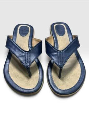 Born Women’s Blue Faux Leather Thong Flip Flop Comfort Sandals Size 9M